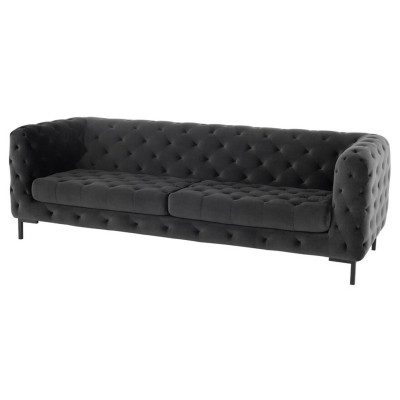 Designer Black Three-Seater Chesterfield Modern Couch