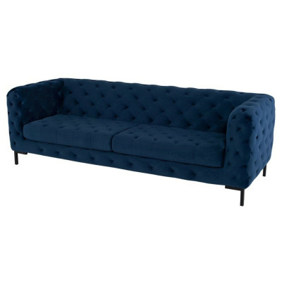 Stylish Blue Chesterfield 3-Seater Living Room Luxury Couch