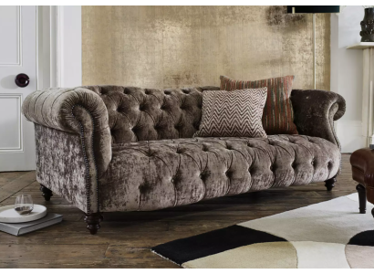 Chesterfield brown three-seater designer 3-seater couch luxury sofa