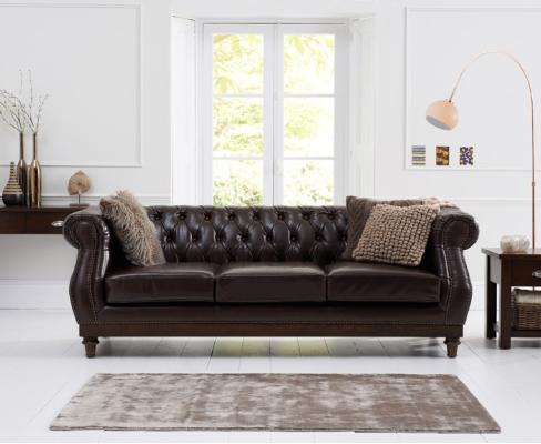 Chesterfield Designer Brown 3-Seater Luxury Living Room Sofa