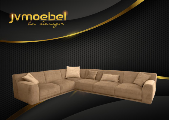 Corner sofa L-shaped design couch textile fabric living landscape corner set sofas couches