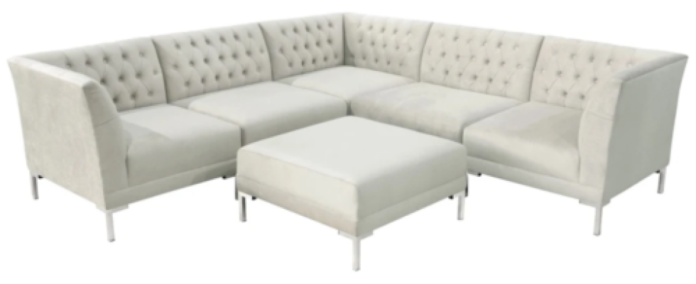 Beige corner sofa champagne white Chesterfield couch textile luxury furniture corner set