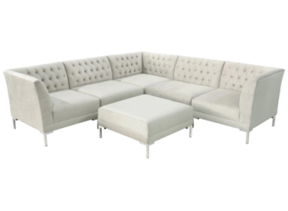 Beige corner sofa champagne white Chesterfield couch textile luxury furniture corner set