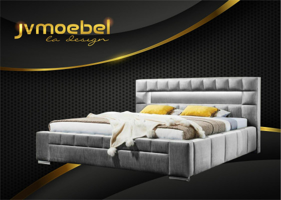 Bed with LED lighting bedroom design furniture modern luxury double beds
