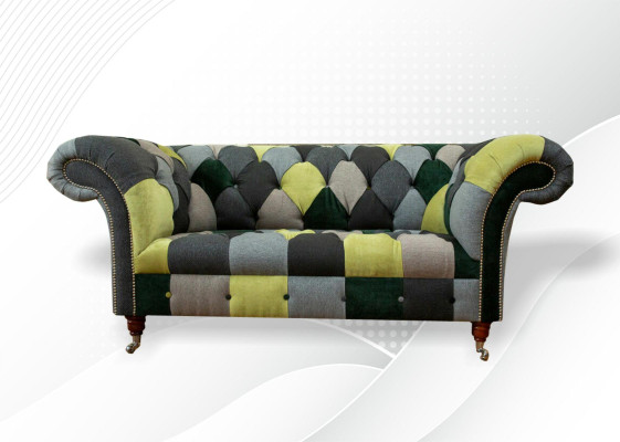 Chesterfield Sofa Couch Upholstered Sofas Classic 2 Seater Leather Textile Colorful