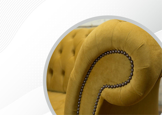 2-seater sofa design, upholstered modern seating, fabric yellow two-seater new couch