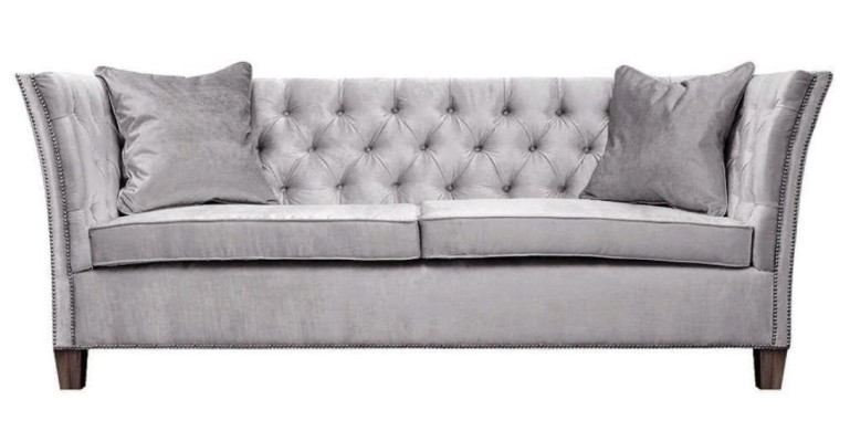 Sofa Beige Chesterfield Three-Seater Upholstery Furniture Hotel Practice Living Room