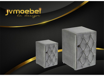 Modern design 2x bedside tables Chesterfield textile bedroom bedside tables new