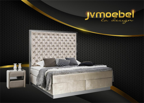 Box spring bed with 2 bedside tables, 3-piece bedroom set, luxury furniture, new beds