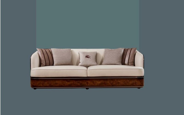 Sofa 3-Seater Beige Living Room Modern Design Couches Luxury Furniture Leather Sofa New