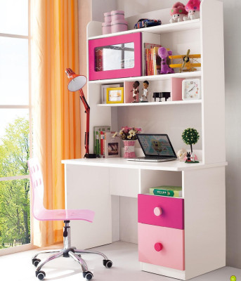 Youth room furniture shelves in the children's room girl bookshelf cabinet desk.