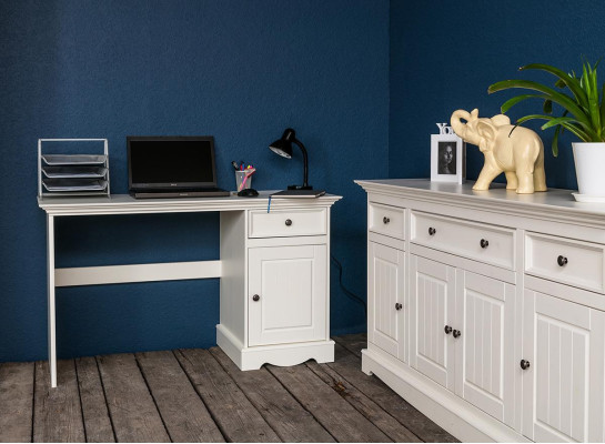 Office set 3-piece furniture desk table dresser cabinet shelf complete
