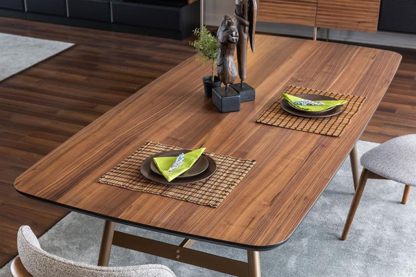 Designer brown dining table tables table + 4x armchair furniture 5-piece set