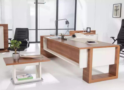 Chef desk writing desk brown office table set office furniture 3-piece complete