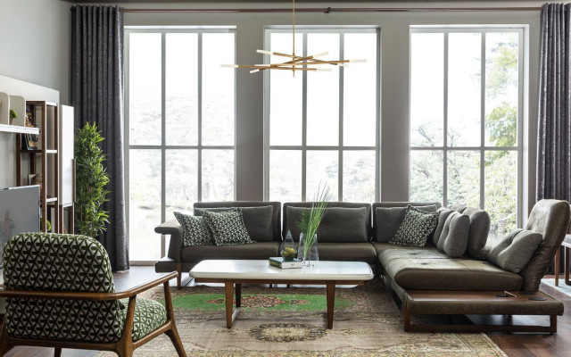 Stylish L-shaped corner sofa in modern and luxurious style