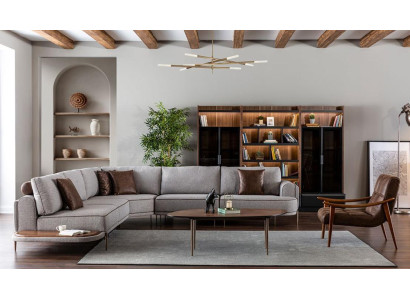 Corner sofa fabric sofa L-shaped sofa fabric sofas gray modern table living landscape