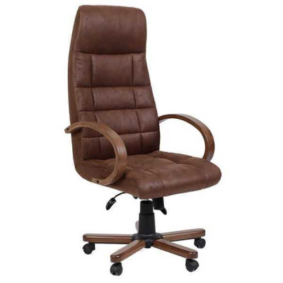 Executive chair brown faux leather padded office chair computer swivel chair new