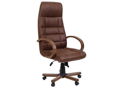 Executive chair brown faux leather padded office chair computer swivel chair new