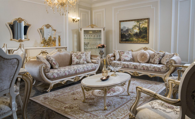 Sofa settee sofa seats coffee table armchair sofa set fabric luxury seating 5-piece set.