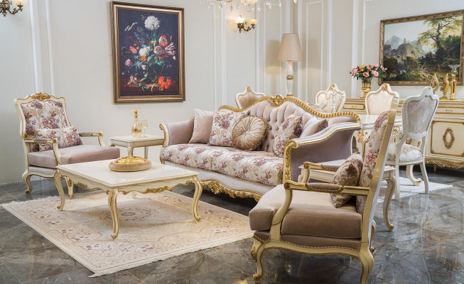 Luxury furniture design armchair classic design throne textile living room