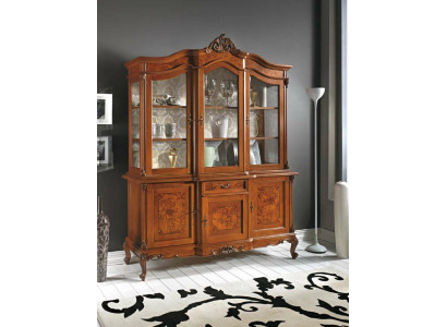 Display glass cabinet showcase living room wood sideboard Italian furniture shelf