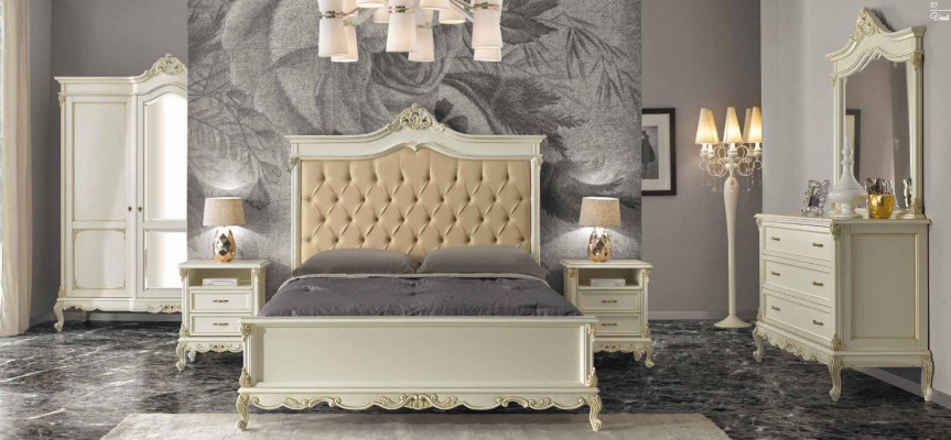 Italian Baroque style furniture bedroom 5-piece set bed dresser nightstands