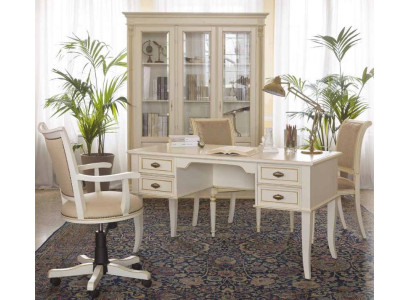 Desk set 3-piece office ensemble solid wood table executive chair cabinet furnishing new