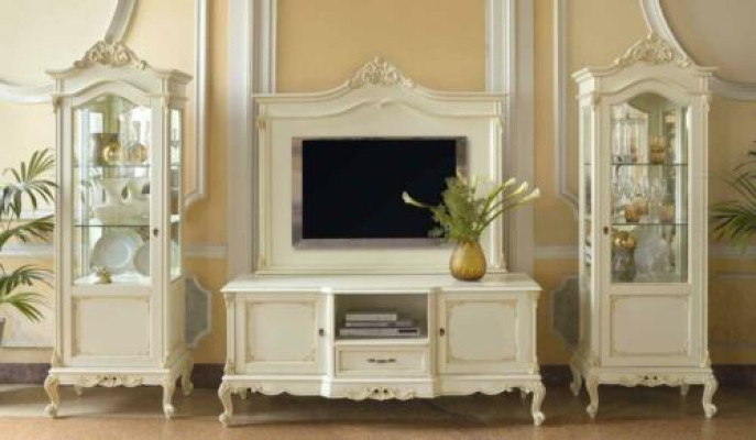 Living room wall unit display cabinet sideboard RTV shelf walls cabinet 4-piece solid wood.