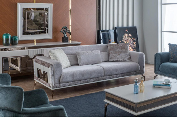 Design living room set sofas armchairs modern coffee table 3+3+1 coffee table