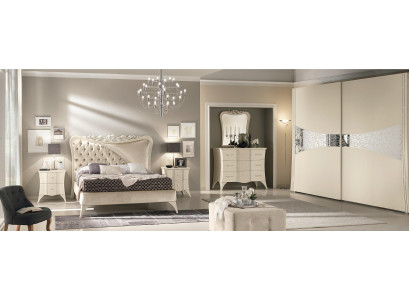 Bedroom bed nightstand console wardrobe modern wood luxury set 6-piece.