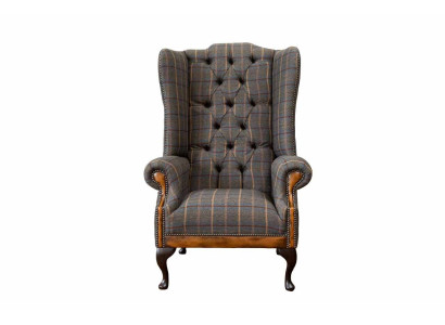 Chesterfield armchair couch upholstery 1-seater textile wingback chair upholstery