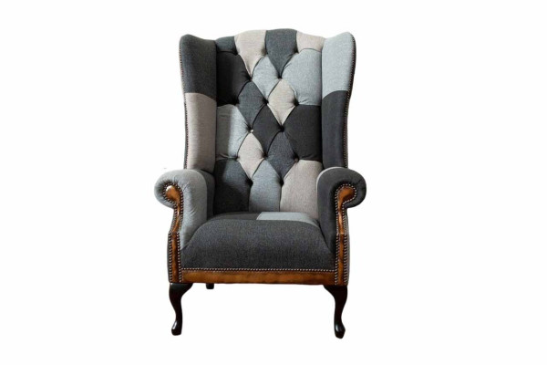 Chesterfield Wingback Armchair 1-Seater Sofa Couch Upholstered Textile New