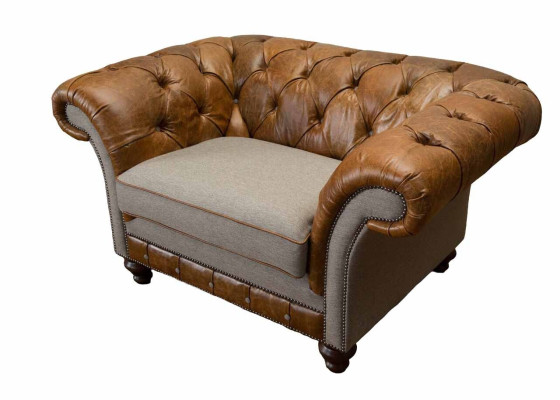 Design Chesterfield Armchair 1-Seater Couch Luxury Classic Textile Sofas