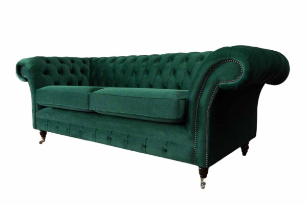 Chesterfield 3-seater upholstered couch sofa textile modern style fabric new