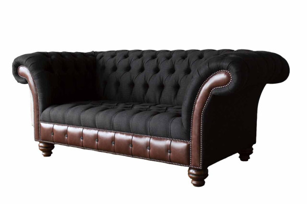 Sofa 2-seater Couch Upholstered Sofa Fabric Chesterfield Couch Gray New