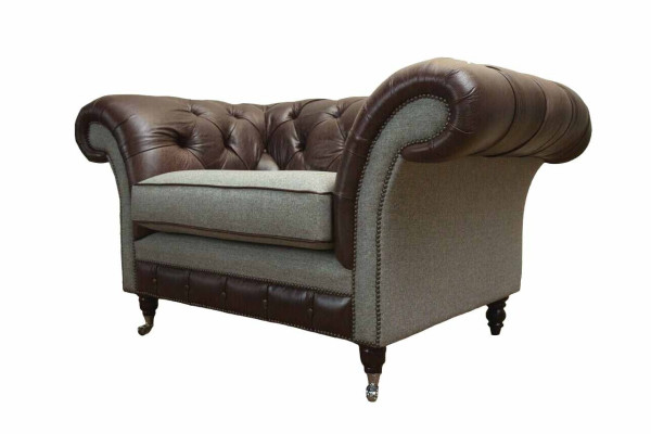 Chesterfield Wingback Armchair Gray Sofa Suite Armchair Couch Leather Sofa New