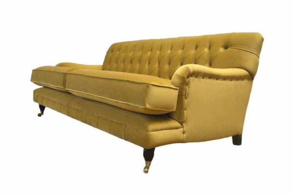 Sofa 3-Seater Yellow Upholstered Sofa Living Room Elegant Design Classic