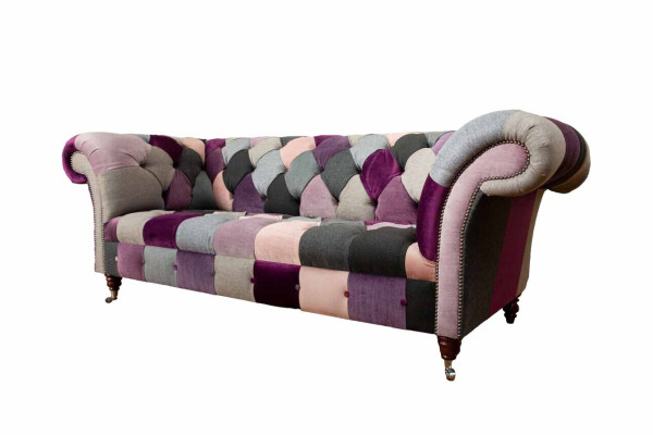 Chesterfield Design Upholstery Luxury Seat Sofa Couch Green Textile 3-Seater
