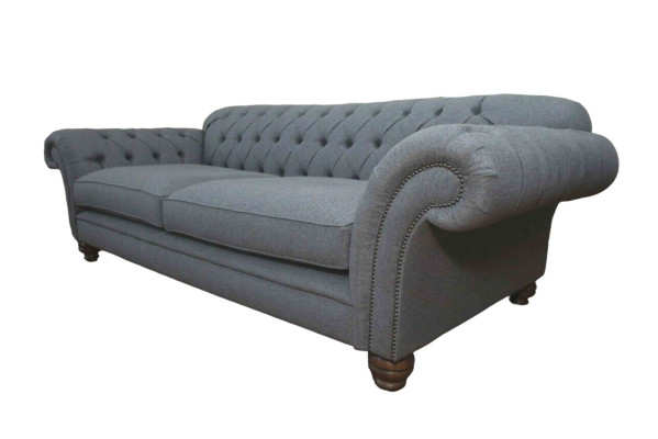 Sofa Luxury Textile Chesterfield Couch Sofas Upholstery 3 Seater Gray Design