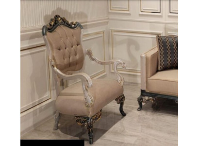 Armchair Wing Chair Design Upholstered Sofa Couch Textile Baroque Living Room Fabric Seat