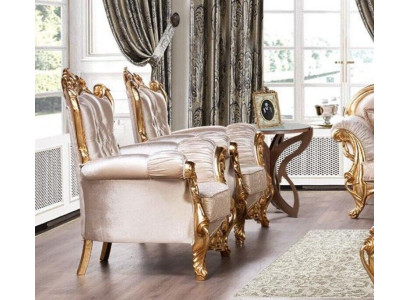 Armchair wing chair luxury fabric seat sitter design upholstery baroque textile furniture