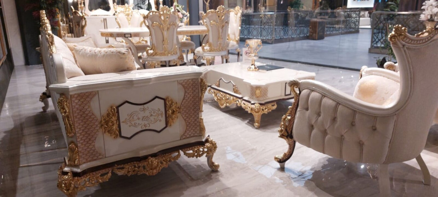 Luxury Chesterfield Set 3+3+1 Coffee Table Baroque Rococo Upholstery Suites