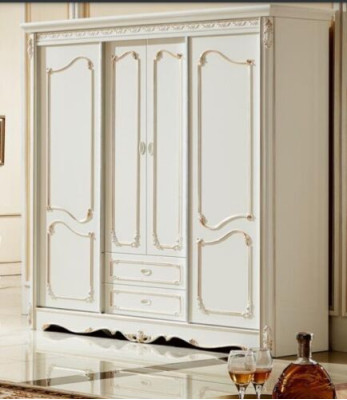 Classic wardrobe furniture wood cabinets bedroom white wood