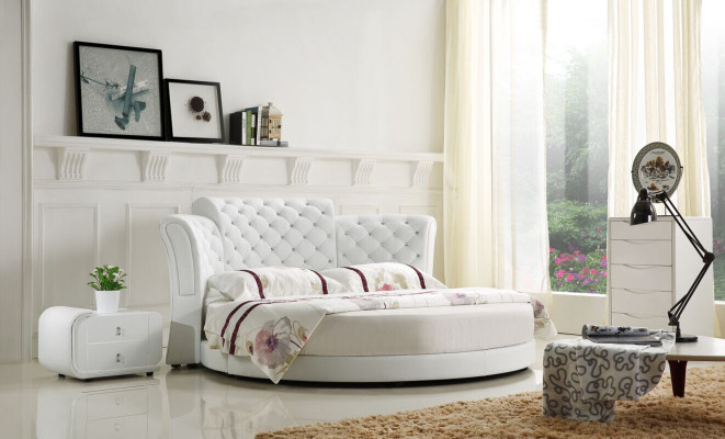 Chesterfield round bed furniture upholstered beds bedroom furniture leather bed hotel
