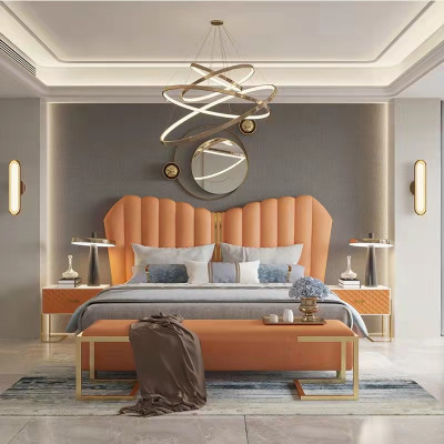 Modern luxury beds upholstered leather textile high-quality bedroom bed