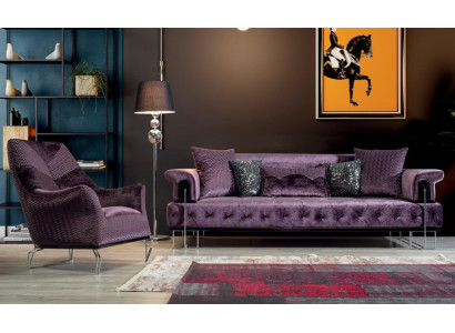 Lilac Couch Sofa Set 3+1 Seat Chesterfield Living Room Upholstery