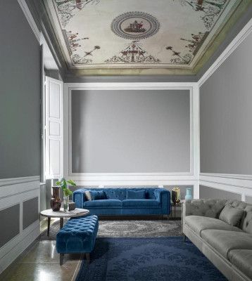 Sofa 3-Seater Blue Luxury Textile Living Room Design Italian Furniture