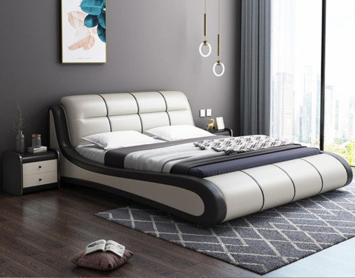 Luxury Upholstered Beds Fabric Double New Bedroom Design Bed Leather