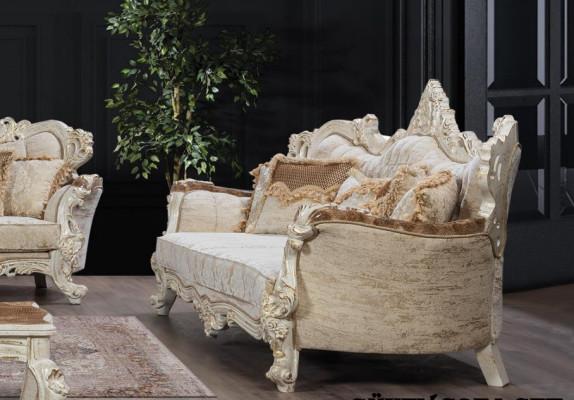 Sofa Set 3+3 Seater Set Sofa Sofas Armchair Seat Fabric Baroque Set Group