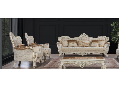 Sofa Sofas Armchair Seat Sofa Suite 3+1+1 Seat Set Fabric Baroque Style